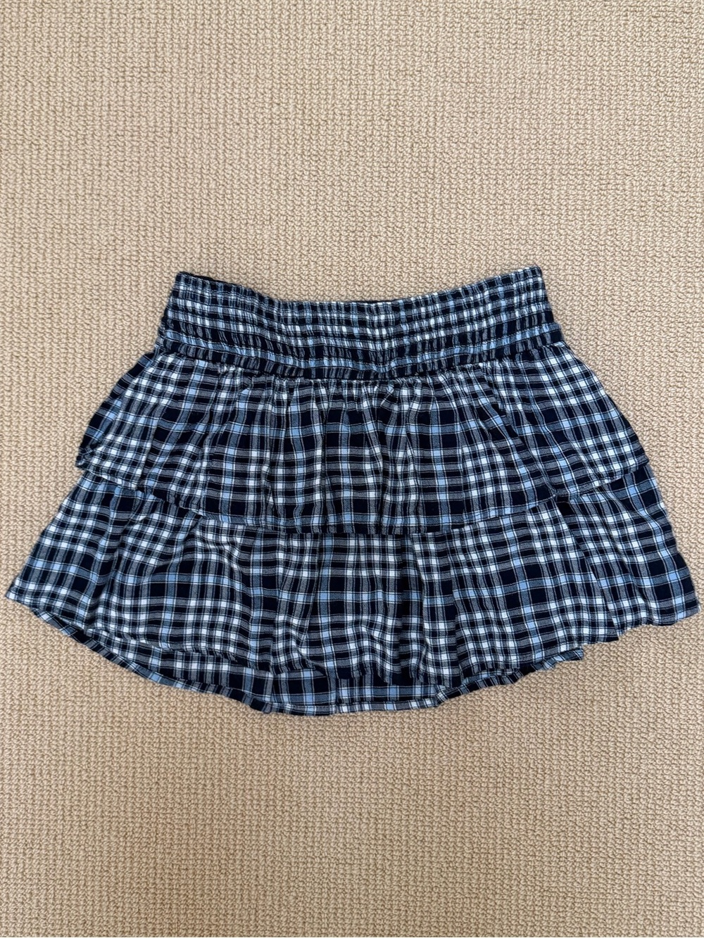 Hollister Black and White Plaid Tiered Mini Skirt